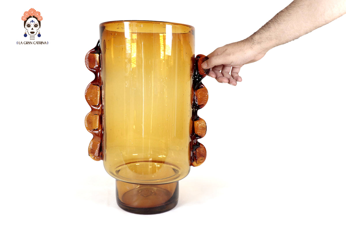 Jarra con 8 Gotas de Vidrio Soplado Naranja – 40 cm 15.7 in.