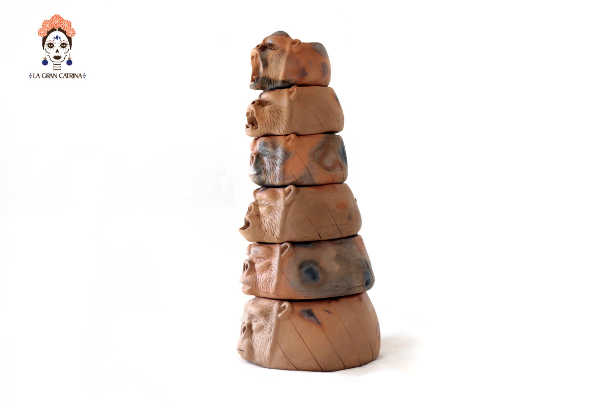 Torre de Gorilas de Barro Natural - 80 Cm. 31.4 In. Zipiajo