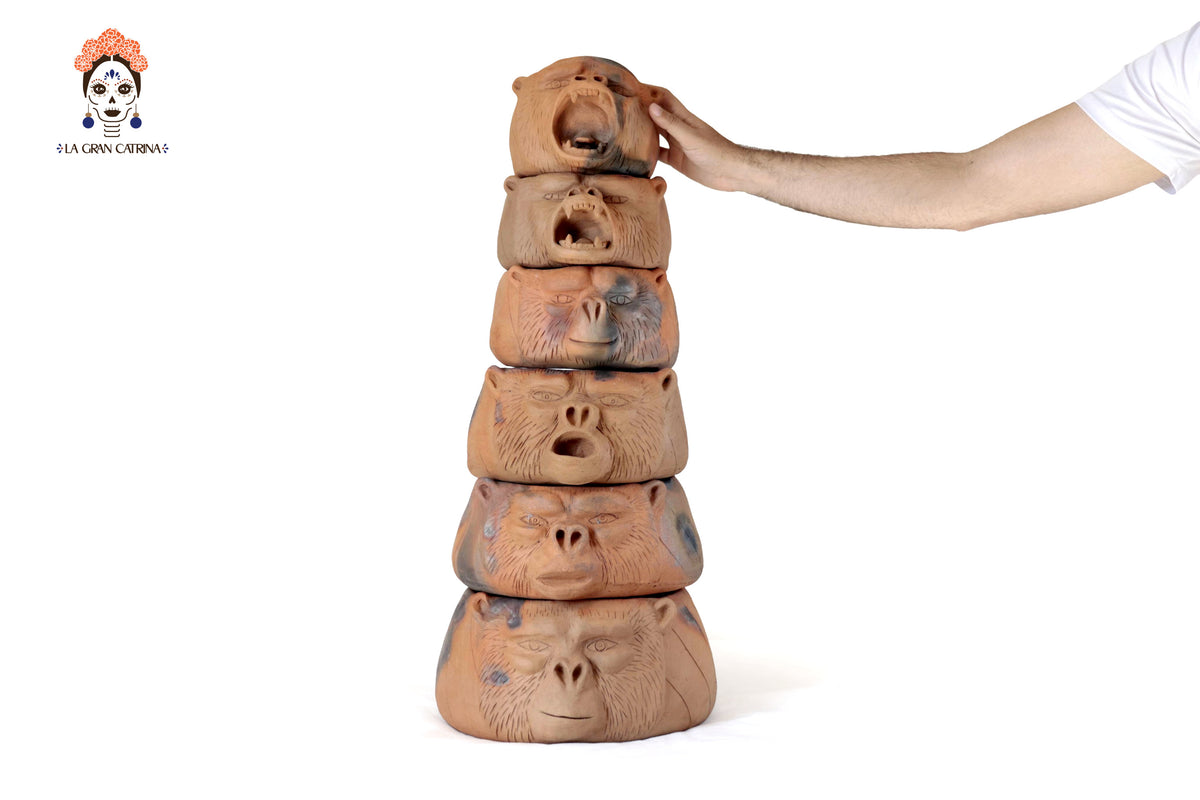 Torre de Gorilas de Barro Natural - 80 Cm. 31.4 In. Zipiajo