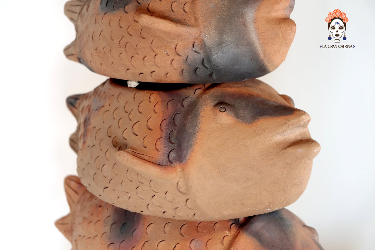 Torre de Peces de Barro Natural - 78 Cm. 30.7 In. - En produccion Zipiajo