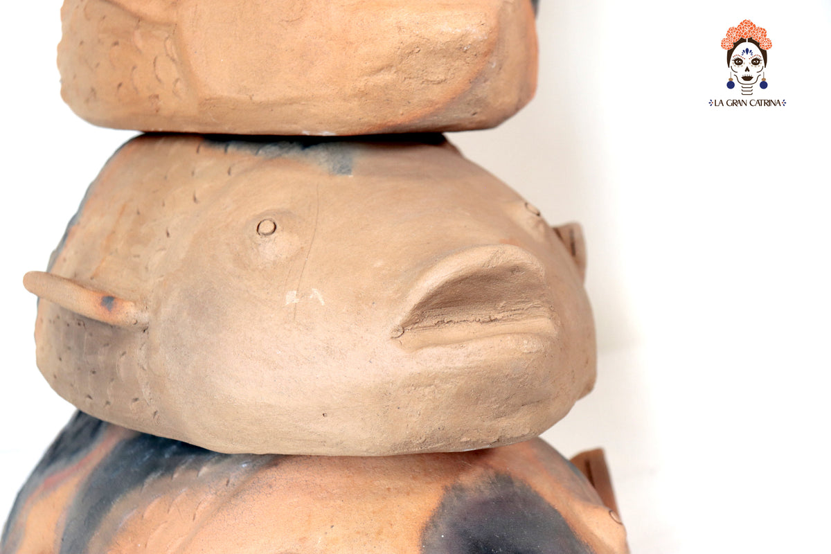 Torre de Peces de Barro Natural - 78 Cm. 30.7 In. - En produccion Zipiajo