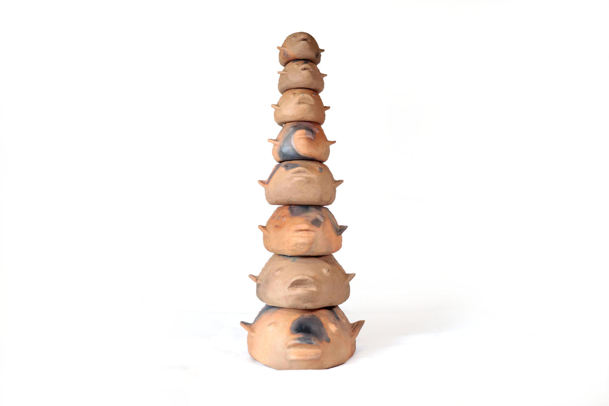 Torre de Peces de Barro Natural - 78 Cm. 30.7 In. - En produccion Zipiajo