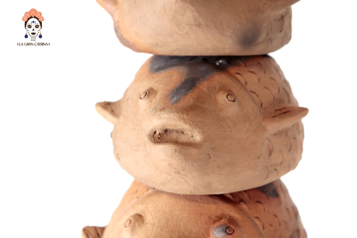 Torre de Peces de Barro Natural - 78 Cm. 30.7 In. - En produccion Zipiajo