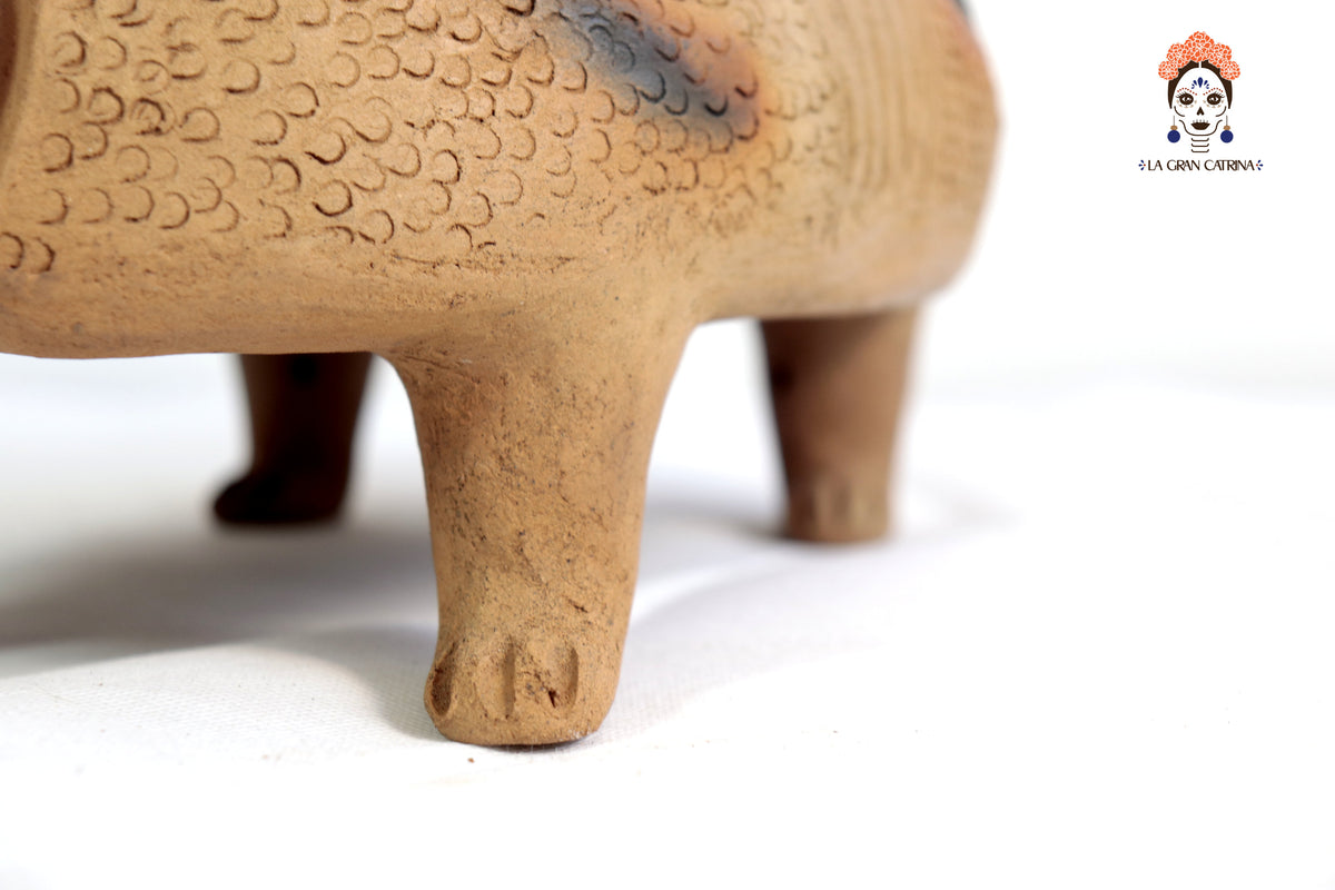 Armadillo con hijos de Barro Natural - 28 cm. 11 In. Zipiajo