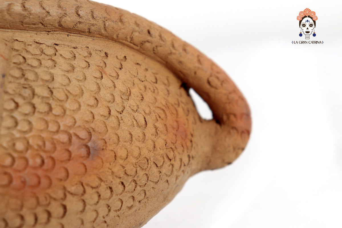 Armadillo con hijos de Barro Natural - 28 cm. 11 In. Zipiajo
