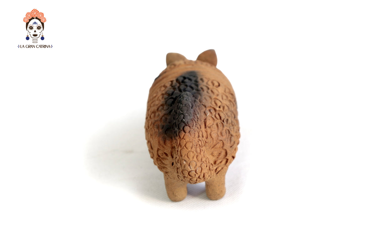 Armadillo con hijos de Barro Natural - 28 cm. 11 In. Zipiajo