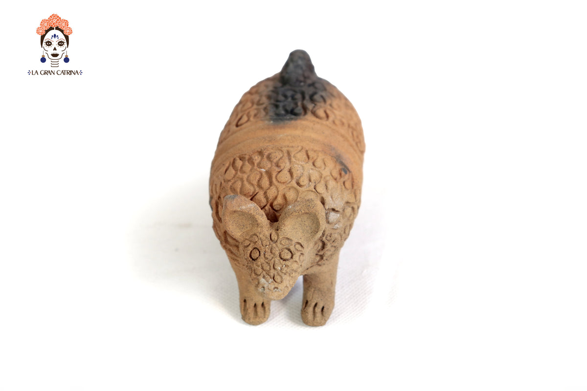 Armadillo con hijos de Barro Natural - 28 cm. 11 In. Zipiajo
