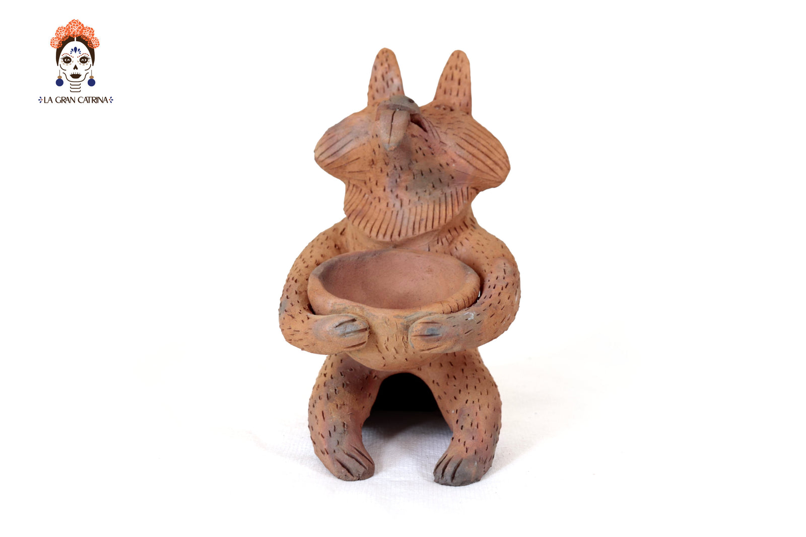 Zorro Semillero con Cuenco de Barro Natural - 24.5 Cm. 9.6 In. Zipiajo