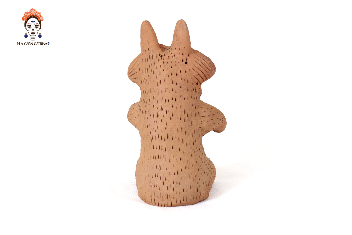 Zorro Semillero con Cuenco de Barro Natural - 24.5 Cm. 9.6 In. Zipiajo