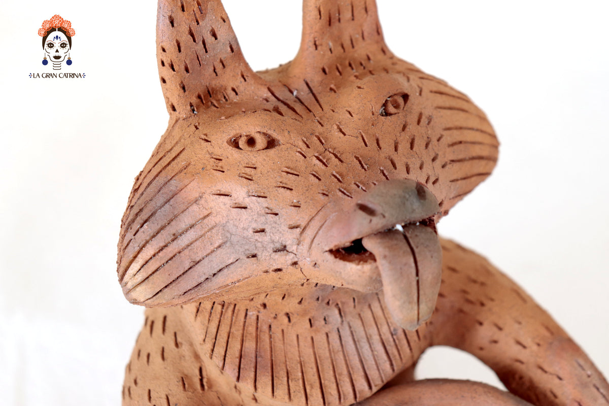 Zorro Semillero con Cuenco de Barro Natural - 24.5 Cm. 9.6 In. Zipiajo