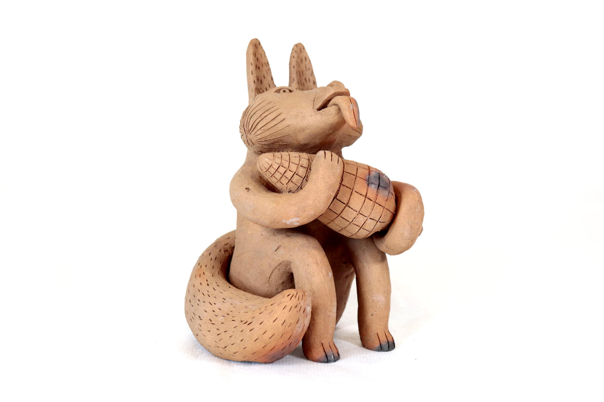 Zorro Semillero con Mazorca de Barro Natural - 23 Cm. 9 In. - En produccion Zipiajo