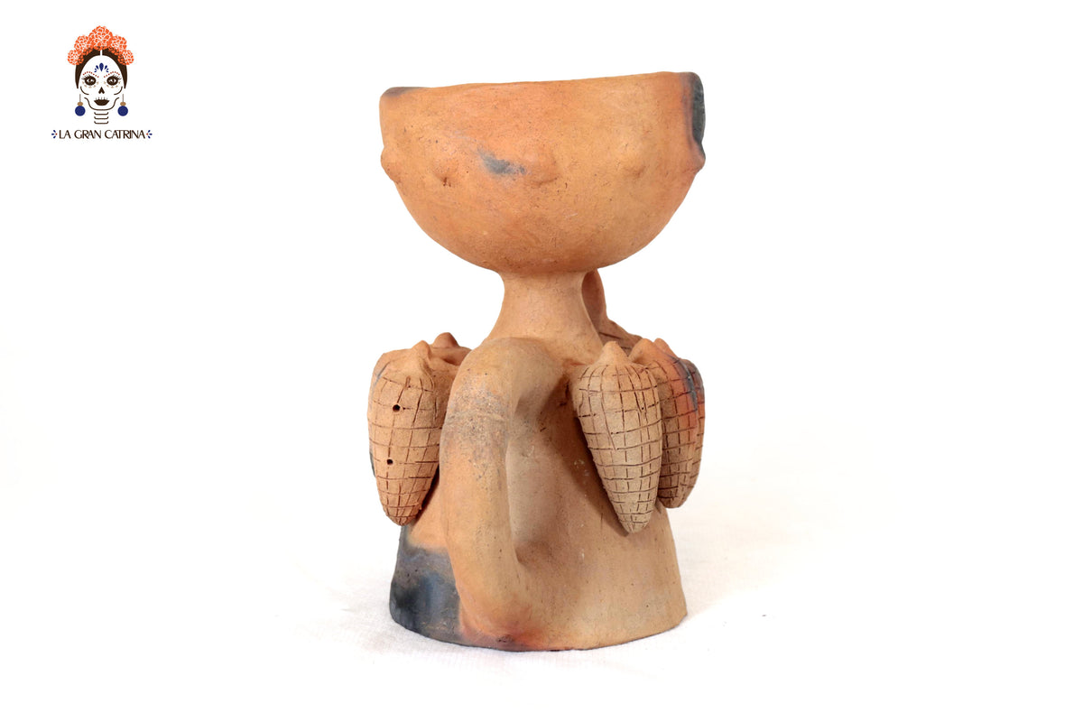 Zorro Semillero Copalero de Barro Natural - 24 Cm. 9.4 In. Zipiajo