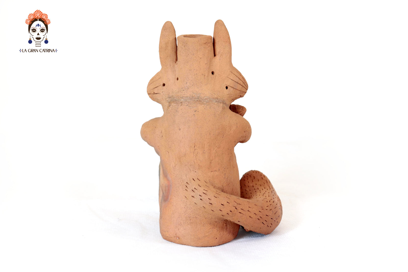 Zorro Semillero Portavela de Barro Natural - 25 Cm. 9.8 In. Zipiajo
