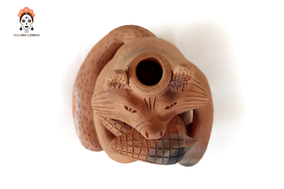 Zorro Semillero Portavela de Barro Natural - 25 Cm. 9.8 In. Zipiajo