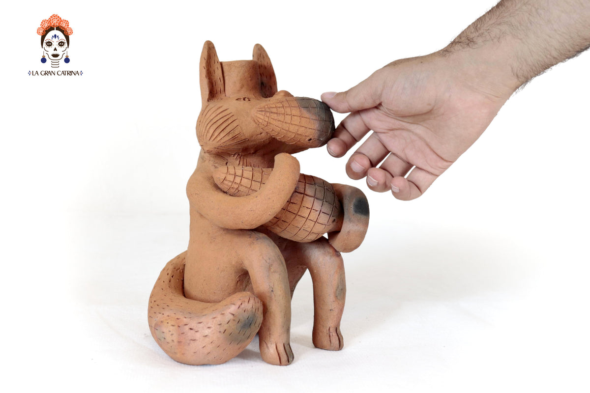 Zorro Semillero Portavela de Barro Natural - 25 Cm. 9.8 In. Zipiajo