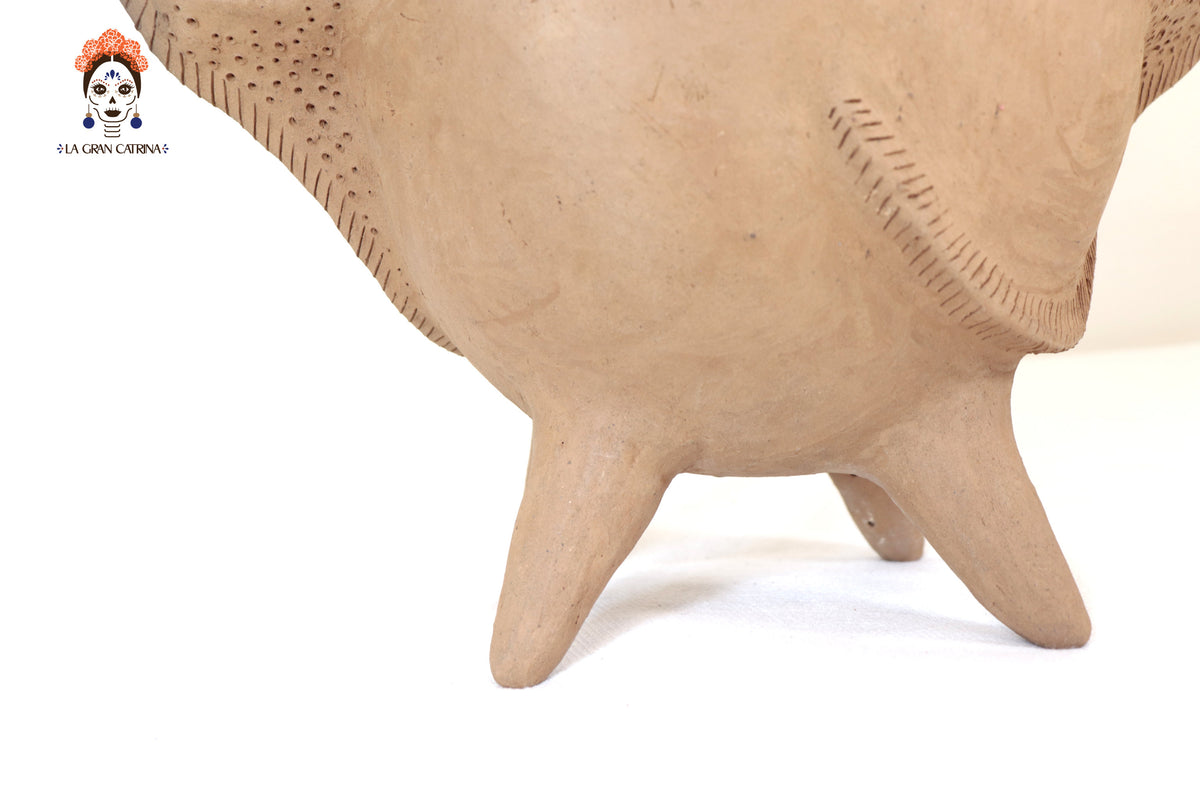 Jarrón de Barro Natural con Asas de Lagartija - 40 Cm. 15.7 In. Zipiajo