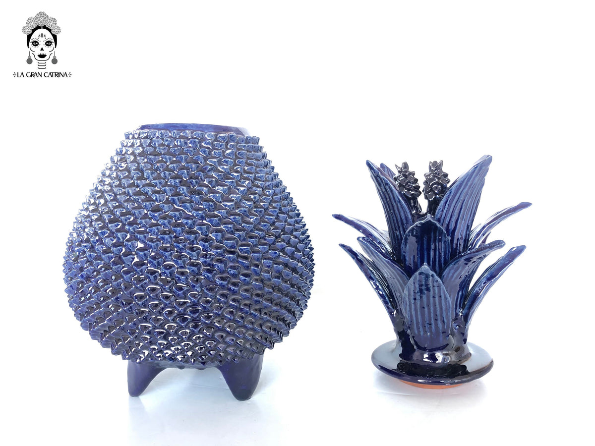 Piña michoacana de barro - Ladrillo azul - 50 cm. 20 in. - En Produccion