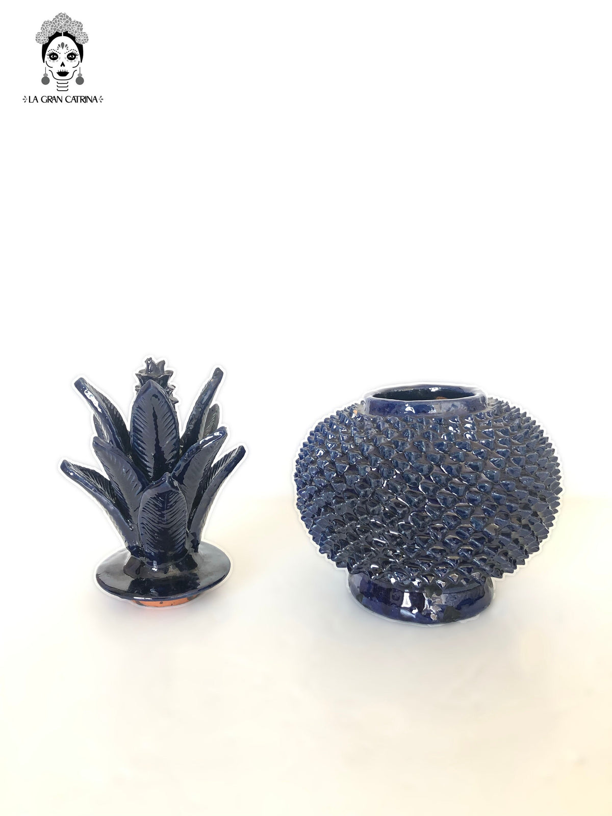 Piña michoacana de barro - Azul de picos - 32 cm. 13 in. - En producción