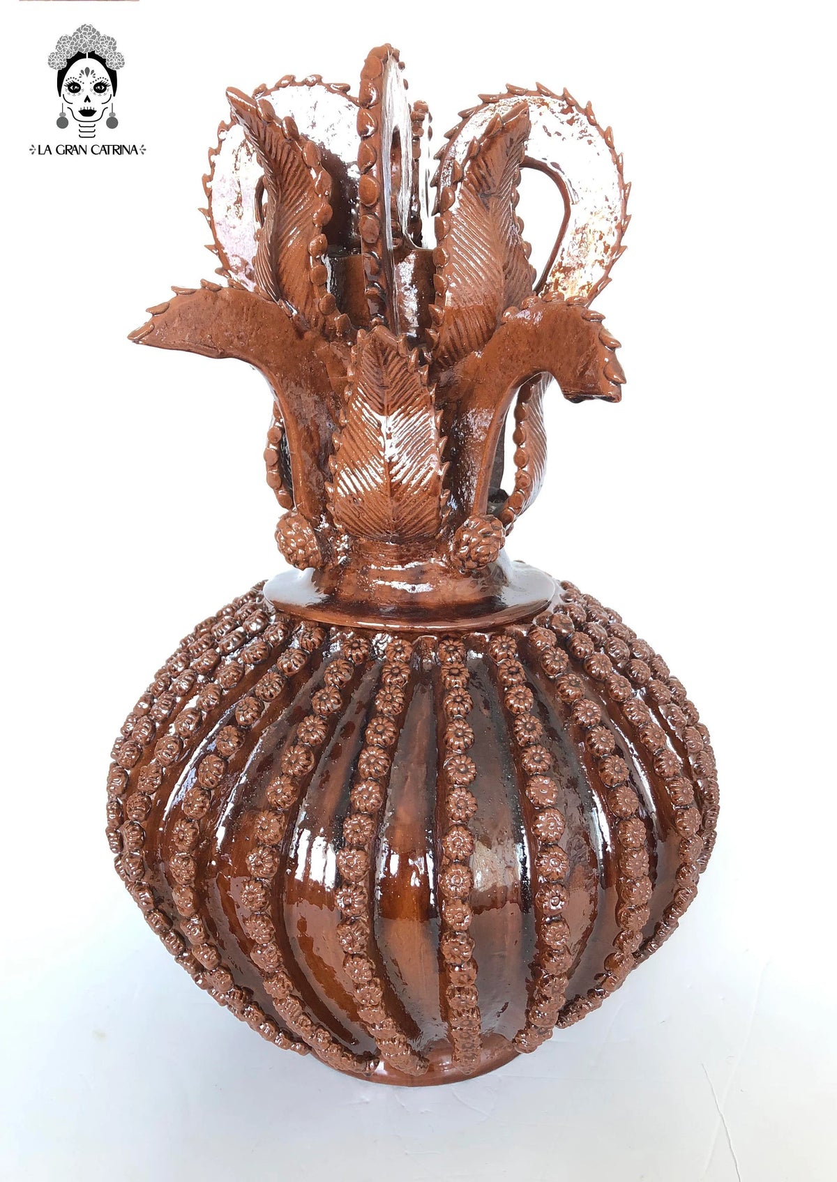 Piña michoacana de barro - Pieza fina Tapa de Cruz - 58 cm. 23 in. Piña