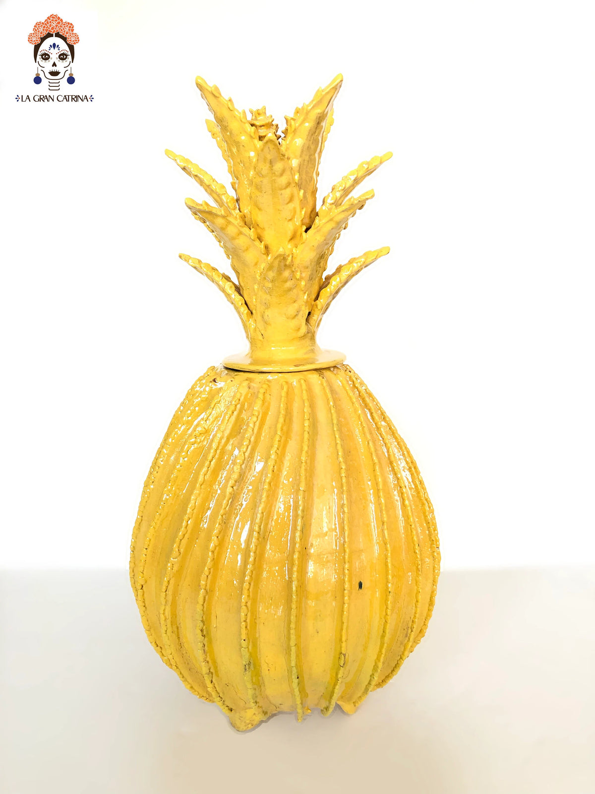 Piña michoacana de barro - Amarilla de biznaga - 65 cm. 26 in. - Sobre pedido Piña
