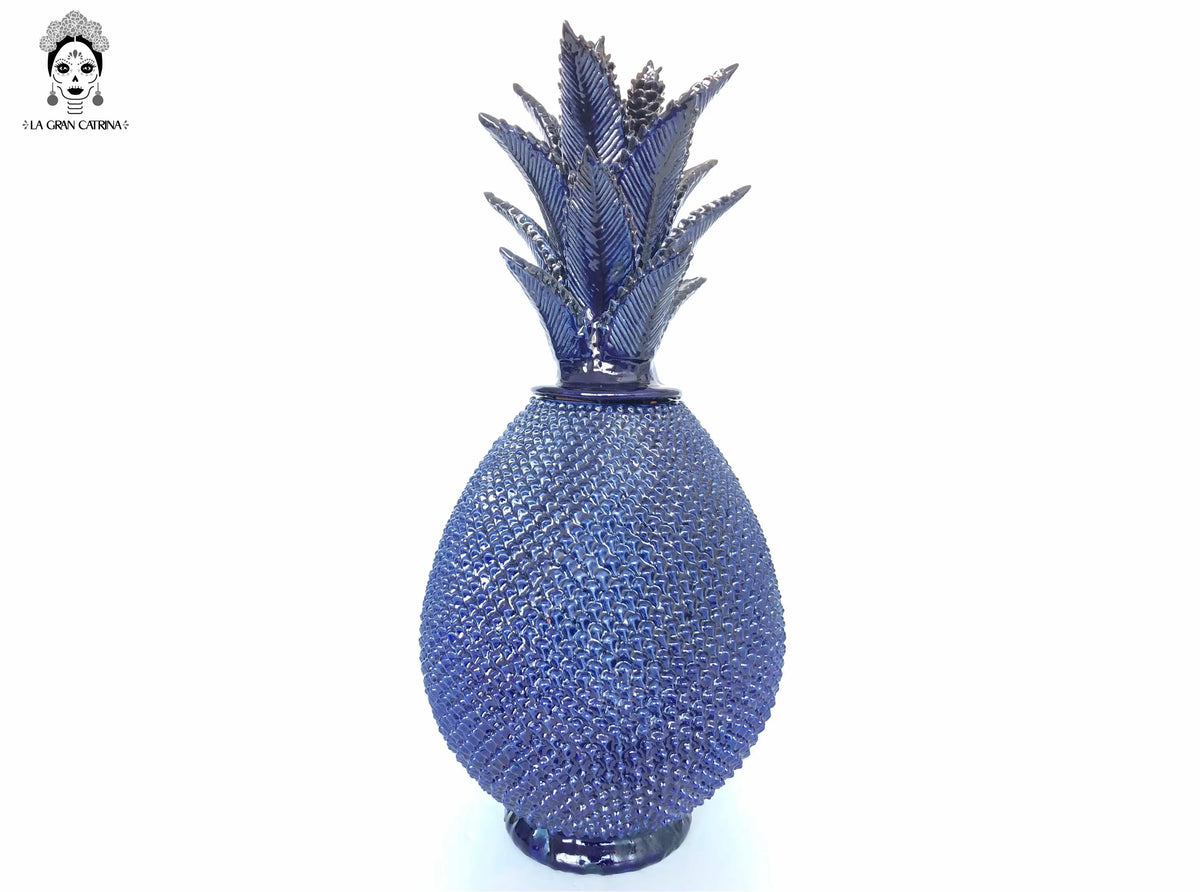 Piña michoacana de barro - 65 cm. 26 in. - Punteado azul Piña