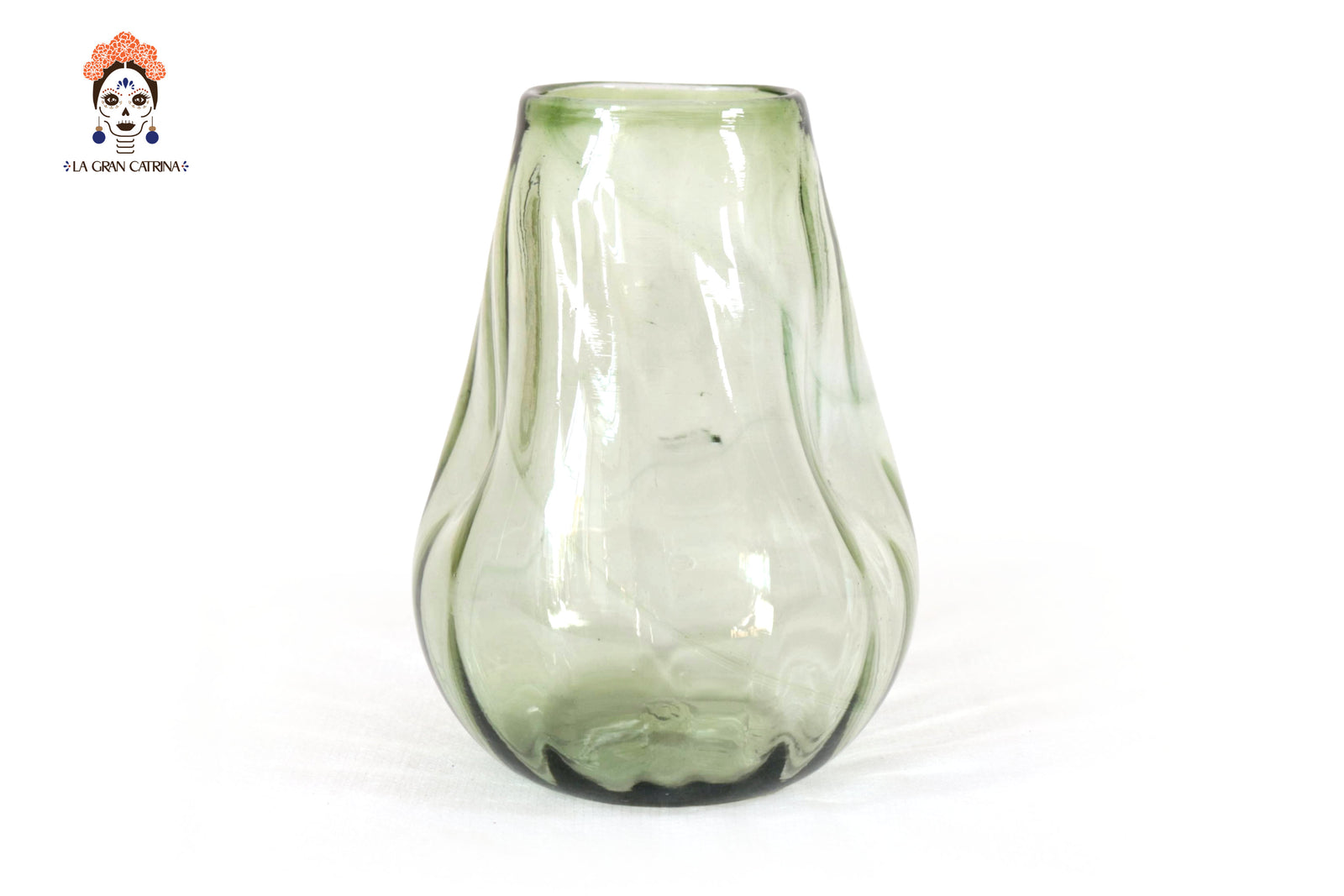 Vaso de Vidrio Soplado Verde Oliva 17 cm. 6.6 in. Vidrio Soplado