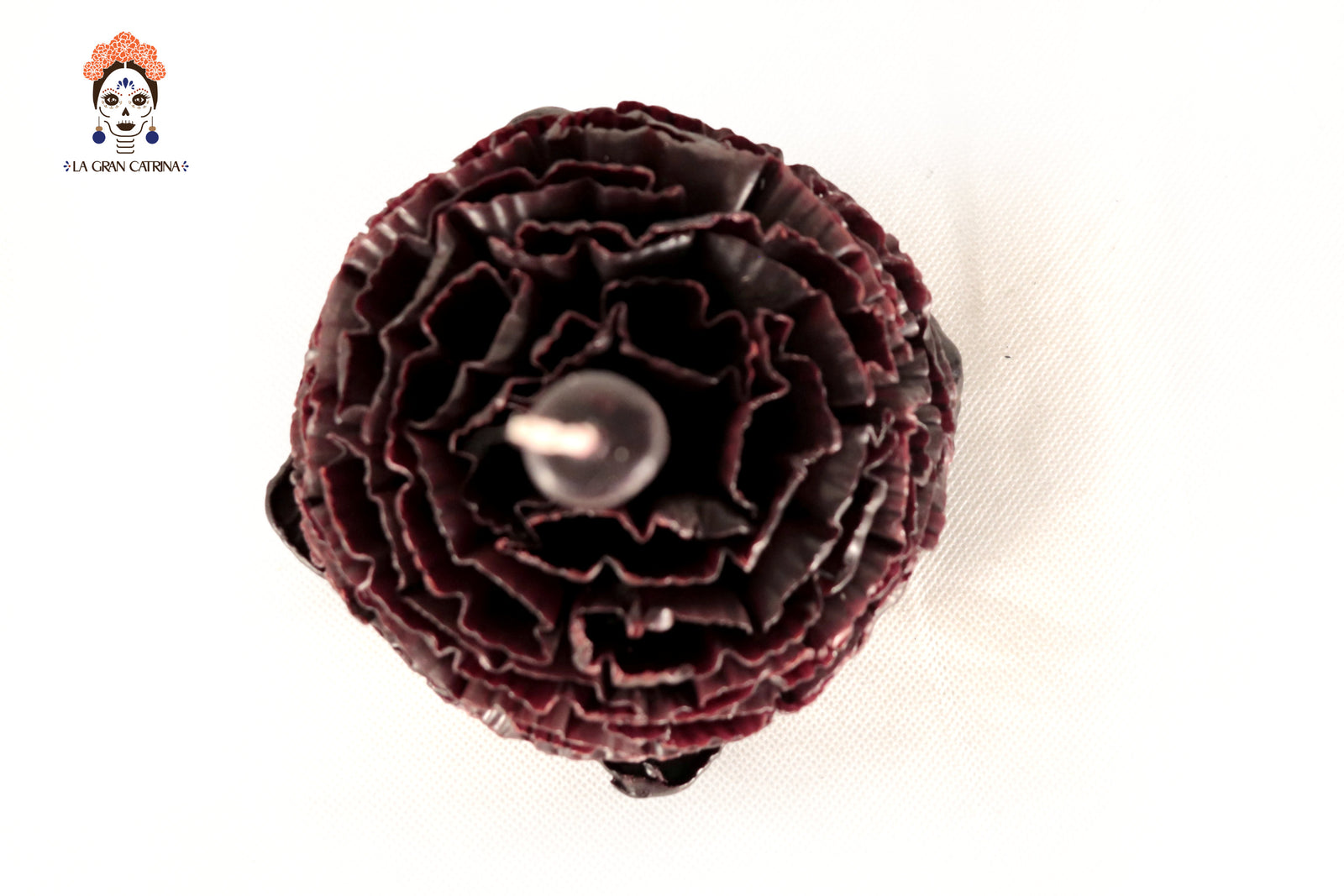 Vela Esculpida - Pétalos Guinda - 17 cm. 6.6 in. Vela