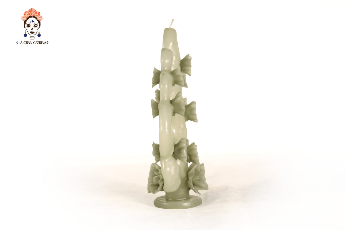 Vela Esculpida - Arbol de la Vida Verde - 18 cm. 7 in. Vela