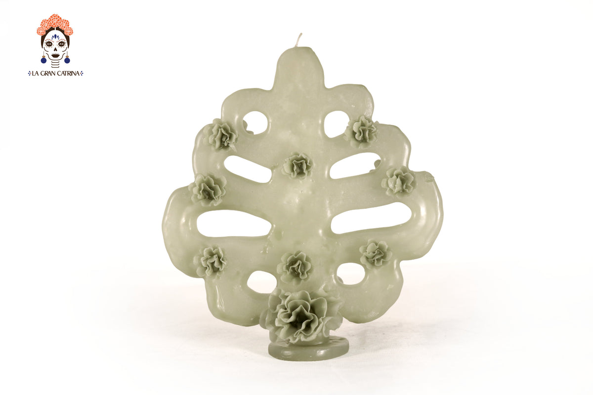 Vela Esculpida - Arbol de la Vida Verde - 18 cm. 7 in. Vela