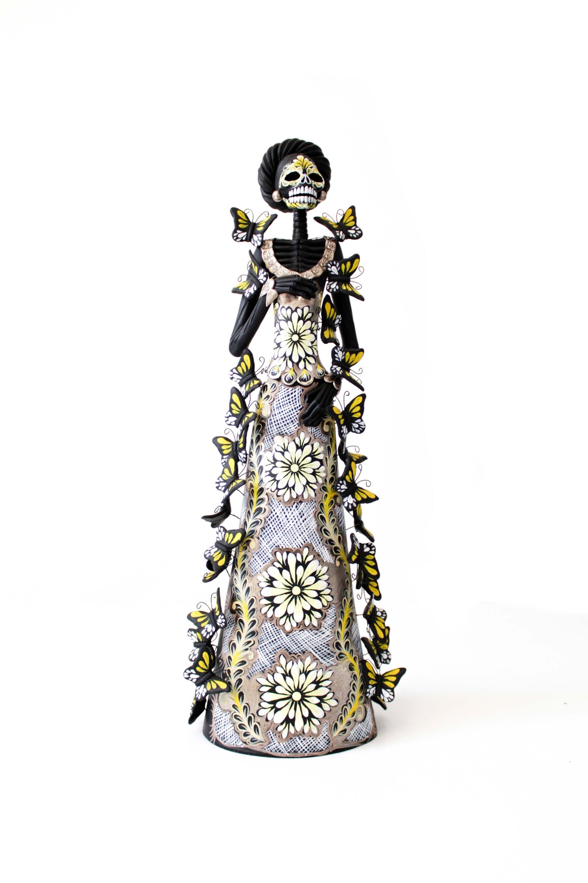 Catrinas hermanas de mariposas - Blanco y amarillo - 50 cm. 20 in.