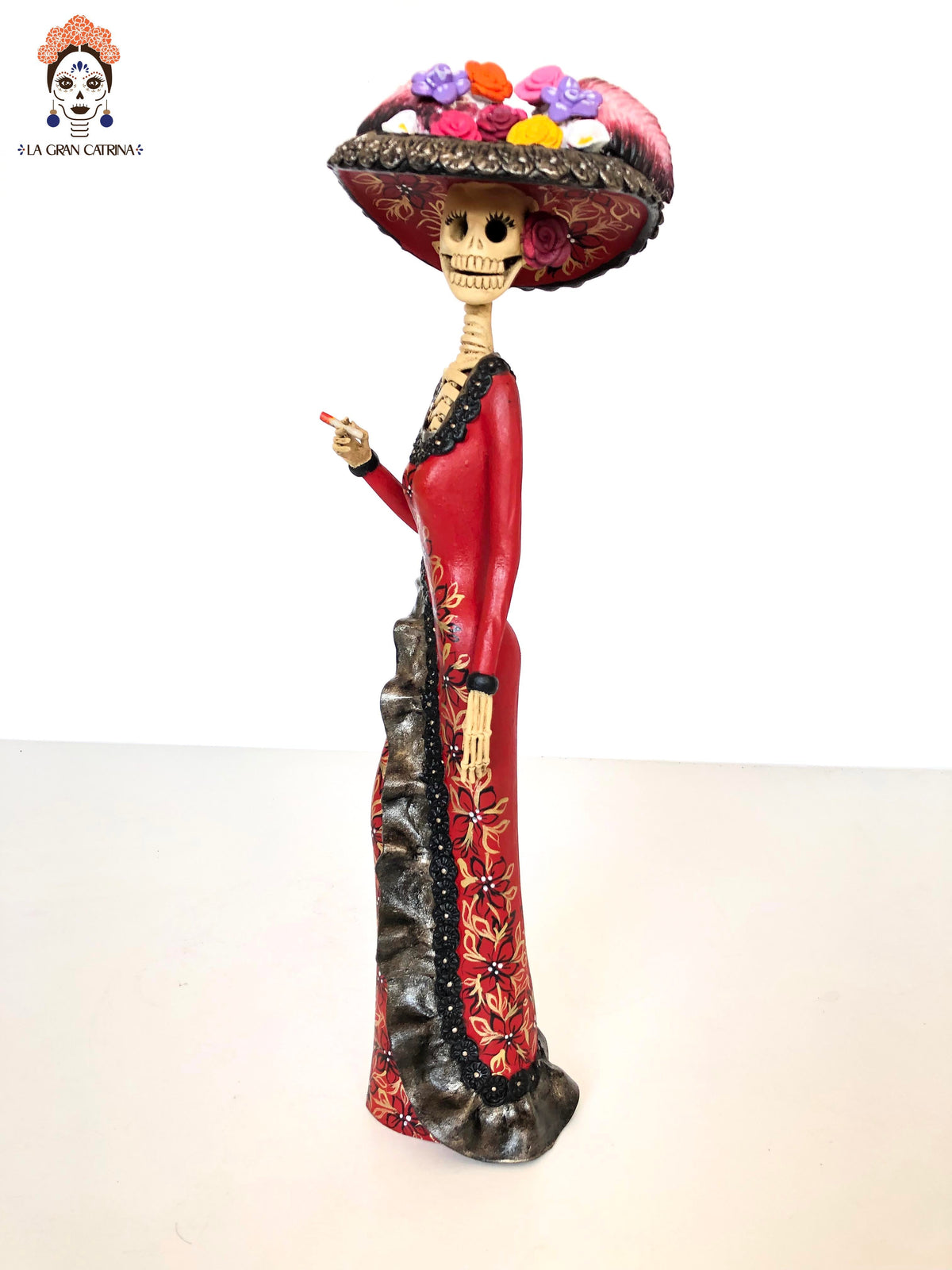 Catrina garbancera de vestido rojo - 45 cm. 18 in.