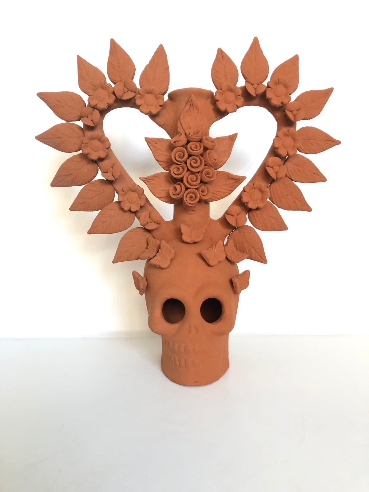 Candelero de Día de Muertos - Barro natural - 29 cm. 11.5 in.