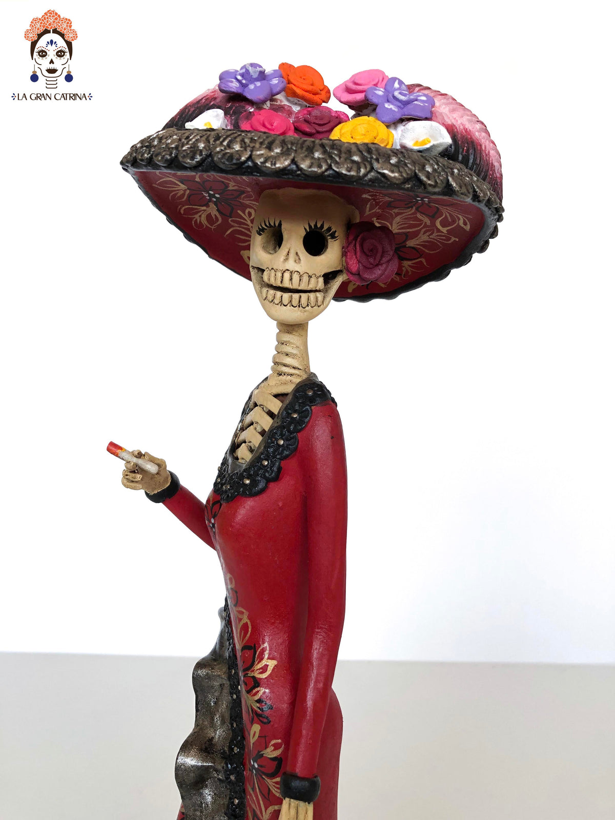 Catrina garbancera de vestido rojo - 45 cm. 18 in.