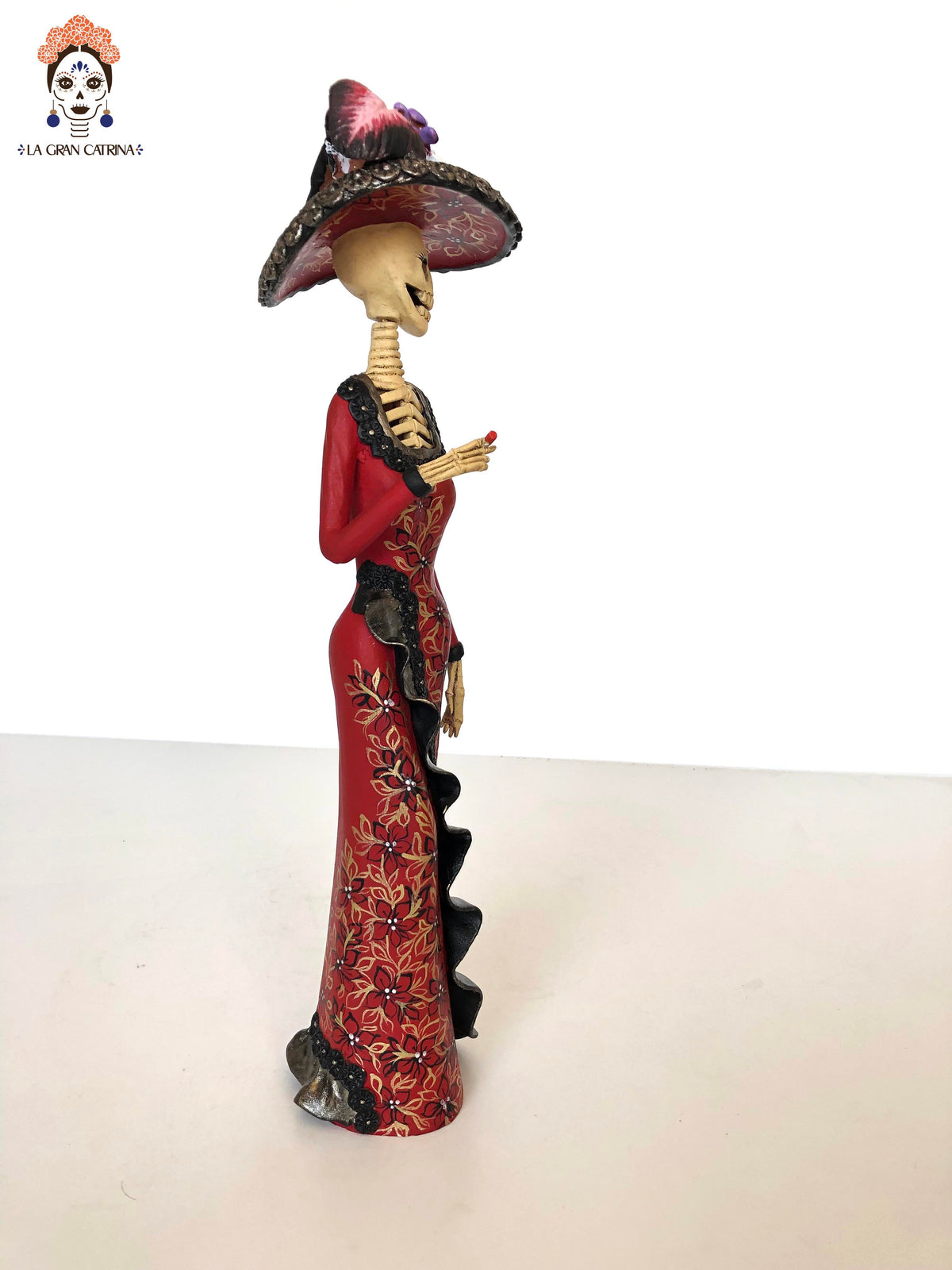 Catrina garbancera de vestido rojo - 45 cm. 18 in.
