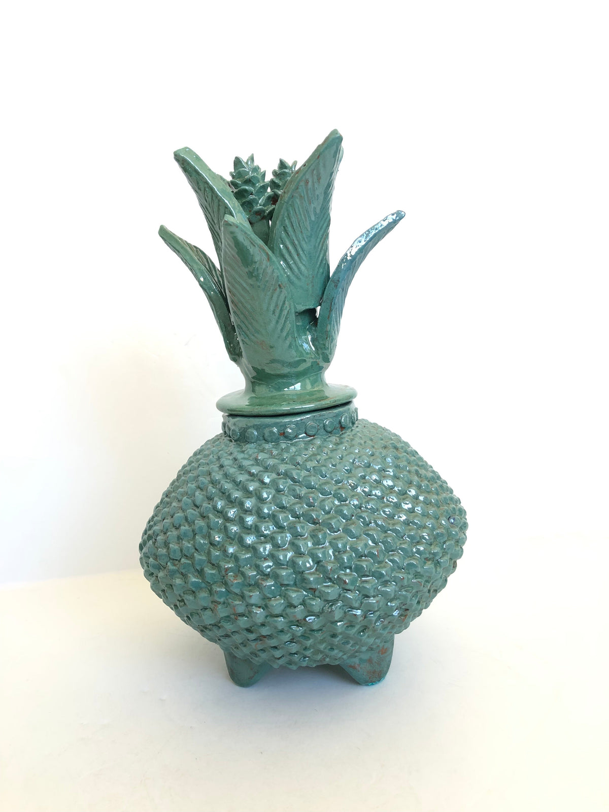 Piña michoacana de barro - Platillo Turquesa - 33 cm. 13 in.