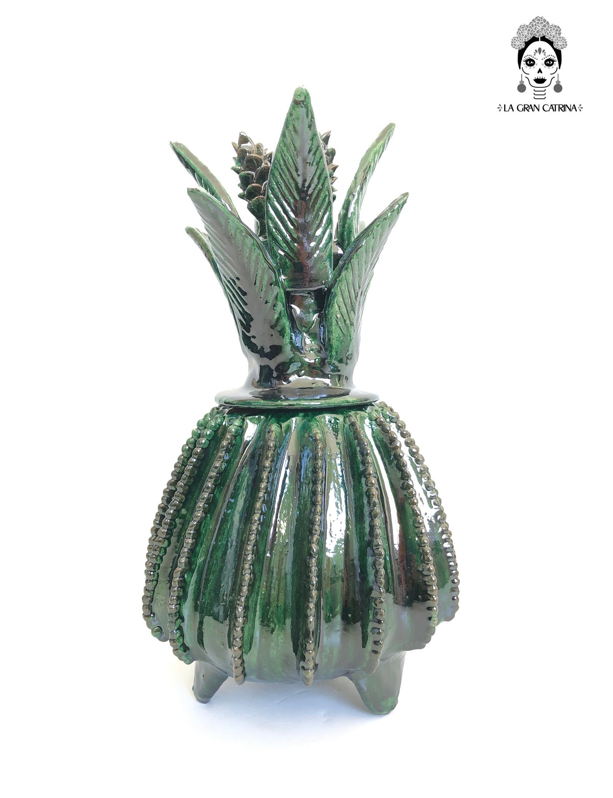 Piña michoacana de barro - Biznaga verde - 33 cm. 13 in.