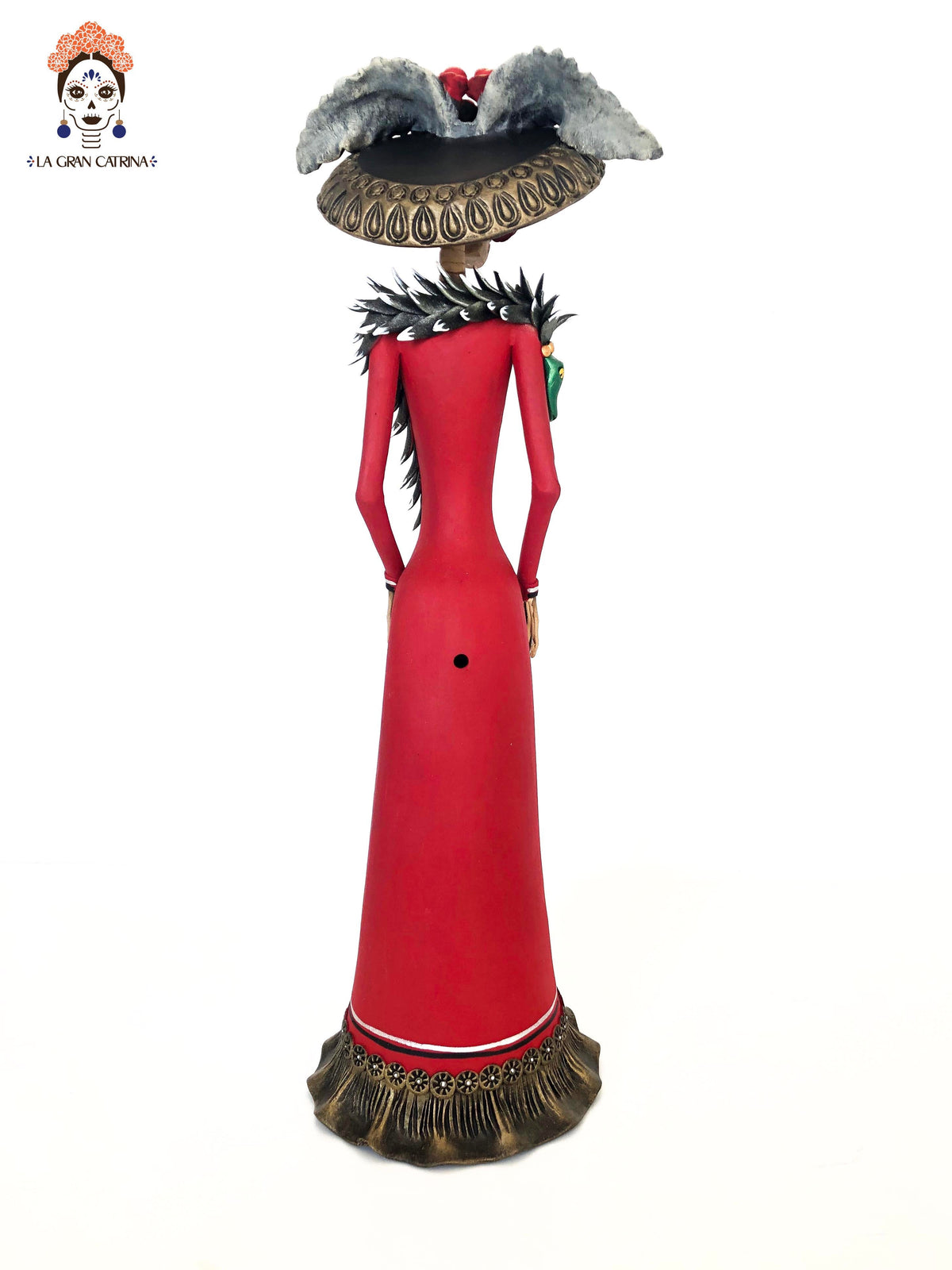 La Frida con la serpiente de vestido rojo - 45 cm. 18 in.